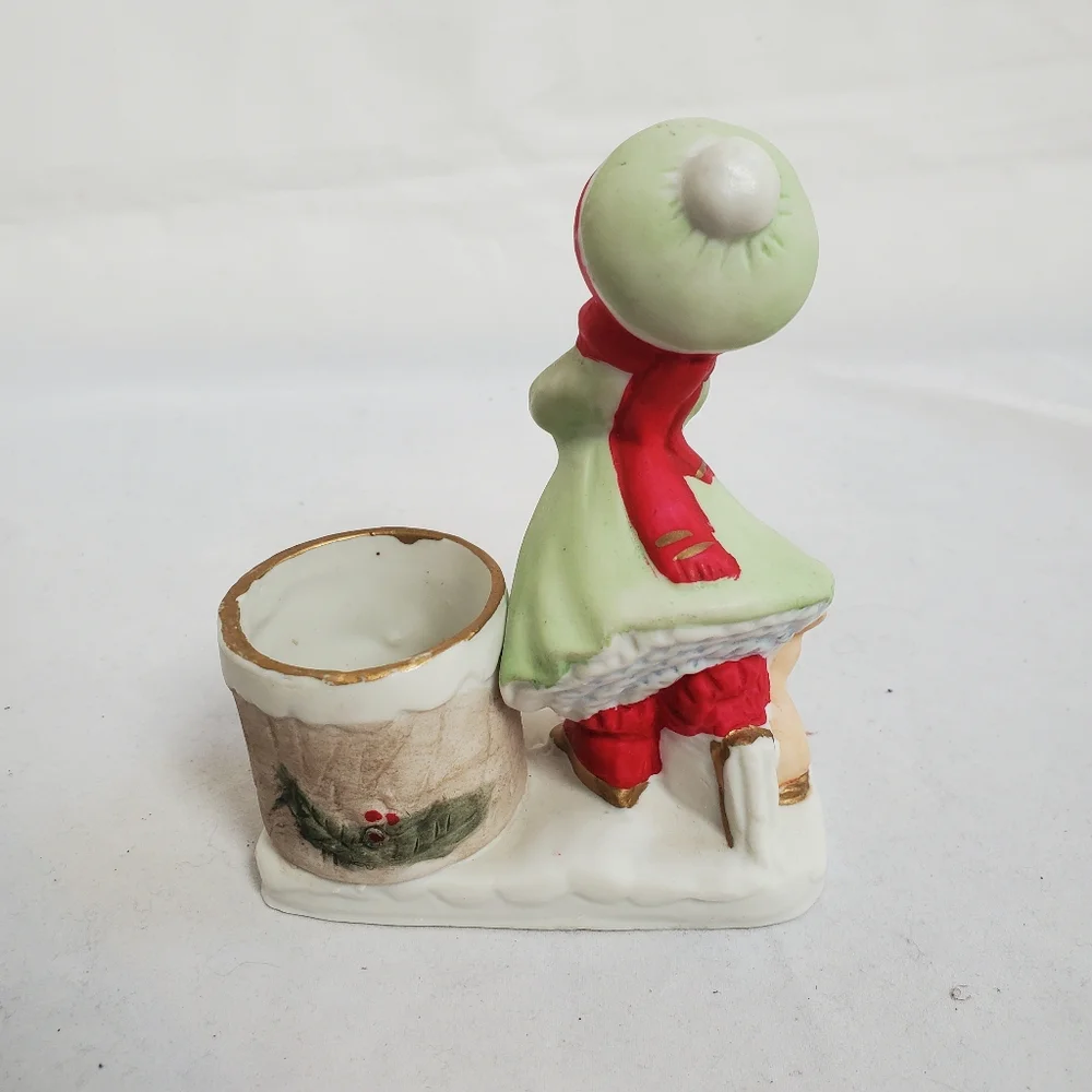 Vintage Jasco Luvkins Christmas Girl Candle Holder